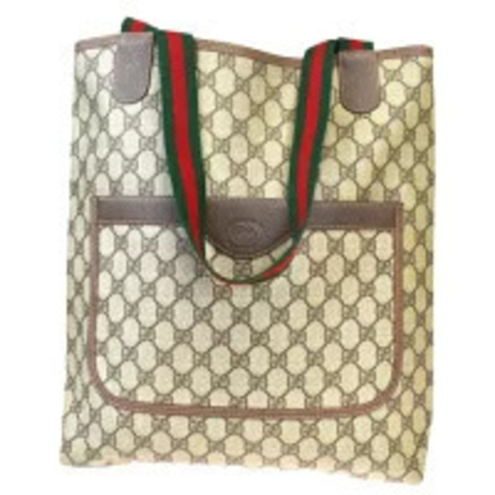 Gucci Sherry Tote Bag Shoulder GG Interlocking Brown Green Red Leather